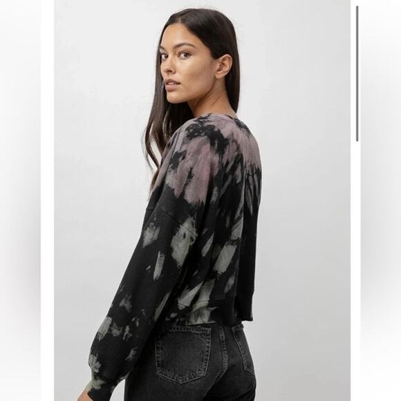 Rails Marlo Black Rainbow Tie-Dye Pullover Sweater Top S Zipper Sides edgy artsy - Picture 3 of 9